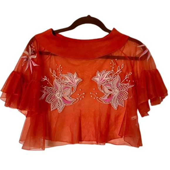 snidel Tops - Honorable Citizens x Snidel Collection Hand-dyed neon orange sheer festival